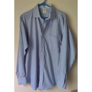Brooks Brothers‎ Men's Shirt Blue Check Button Down Long Sleeve Sz 16.5-35